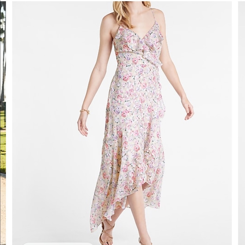 Express high-low faux wrap dress